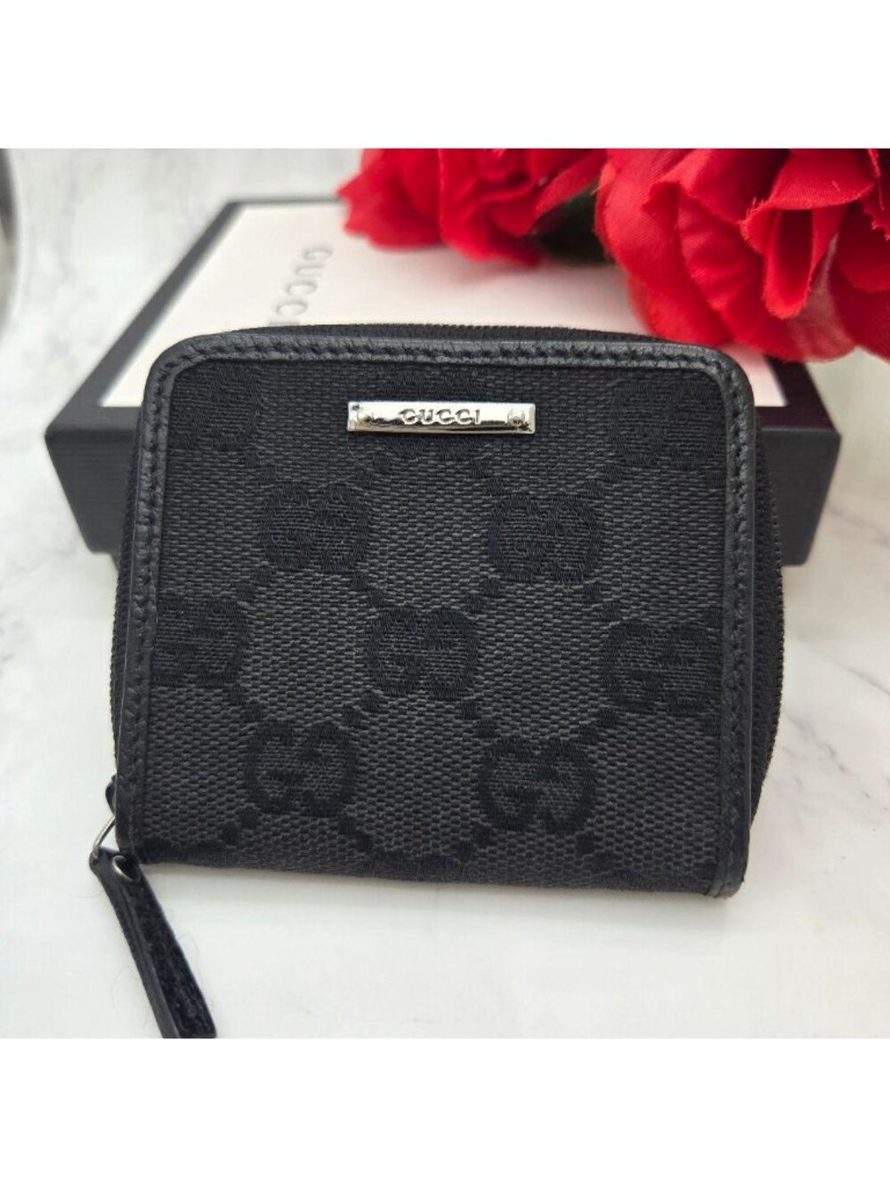Gucci Coin Purse Wallet GG Canvas Black